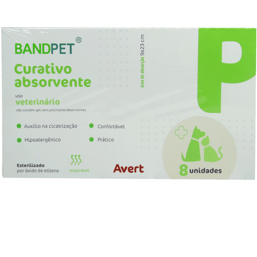 Bandpet Curativo Pós Cirúrgico Com 8 unidades Tamanho P 9x23cm Avert Bandpet Curativo Pós Cirúrgico Com 8 unidades Tamanho P 9x23cm Avert